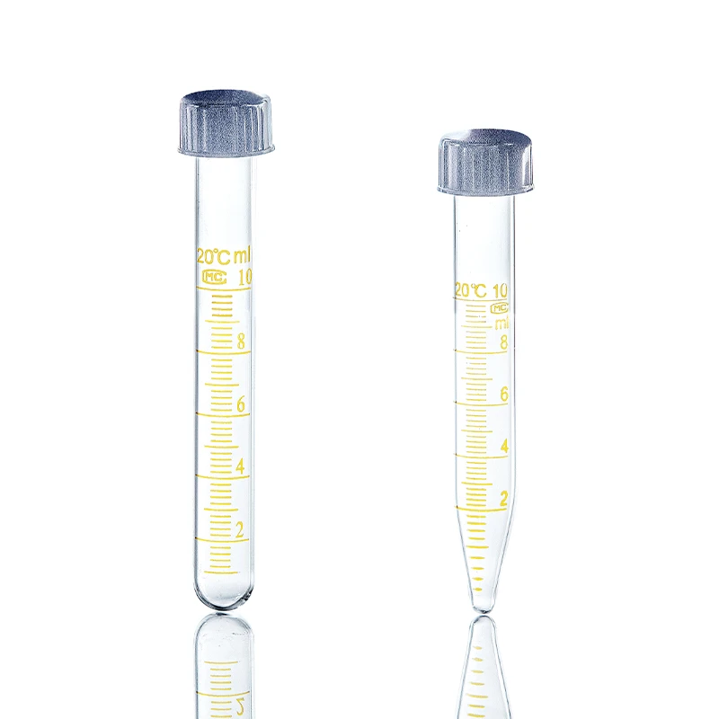 Laboratory 5 10 15 20 25 30 50 100ml Glass Graduated round flat bottom test Tube With thread screw Cap lid