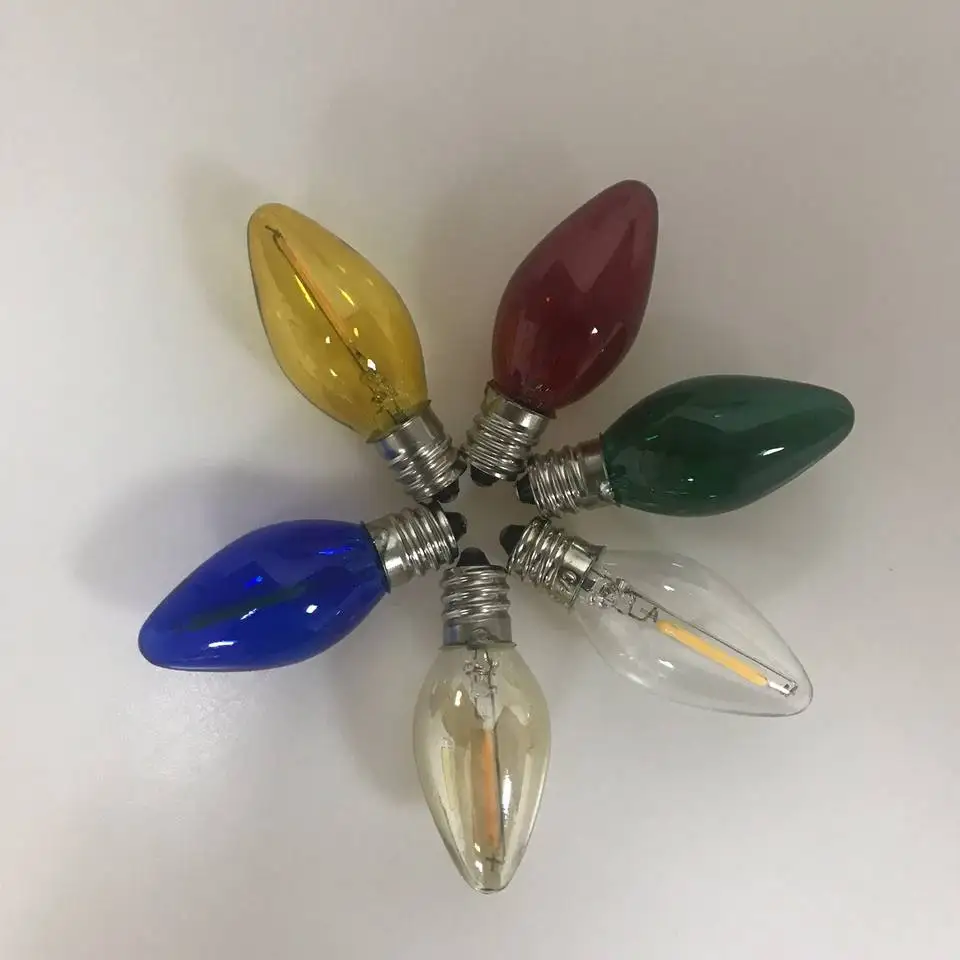 C7 LED Bulb 0.5W Light Candle Bulbs Amber 5w Incandescent Replacements E12 Candelabra Base led Filament Night Bulb