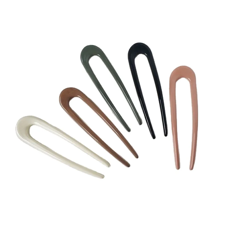 Elegant Korean glossy acrylic pill hairpin fashion plastic hair stick hairpin headpiece for women girls daily use