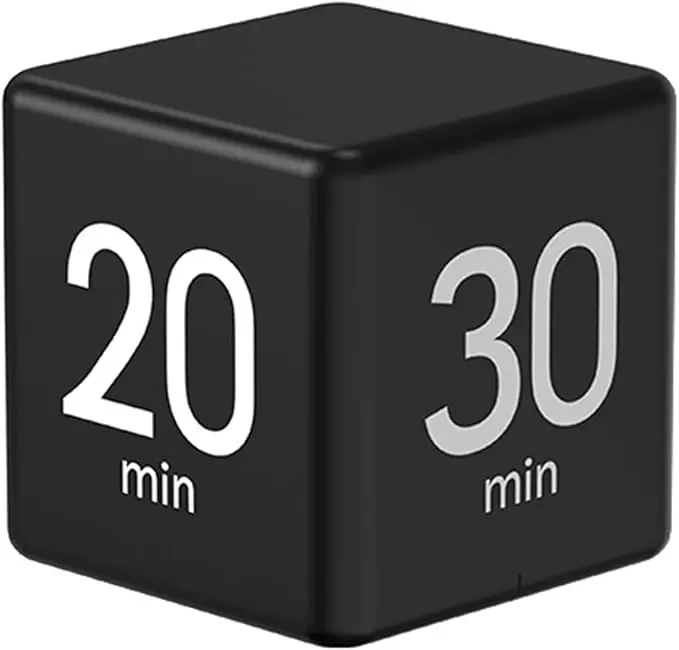 Cooking Timer Adjustable Gravity Sensor Loud Ring LCD Display Screen 15/20/30/60 Minutes Cube Shape Digital Kitchen Countdown