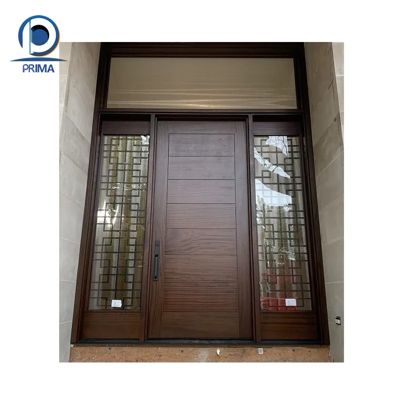 Hot Sale Teak Solid Wood Front Door Design Walnut Wooden Main Doors