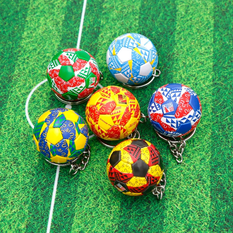 Custom wholesale 3D soccer ball key chains hard plastic ABS football keychain