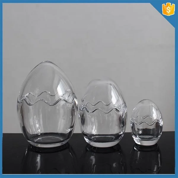 LANGXU  Unique design egg shape colored candle jars wholesale glass storage clear candy jar food storage & container with lids