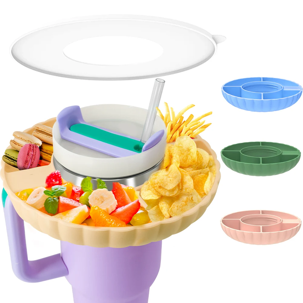 4-Compartment Reusable Silicone Snack Ring Holder Tray for 40 oz Tumbler with Handle Dish & Plate Category