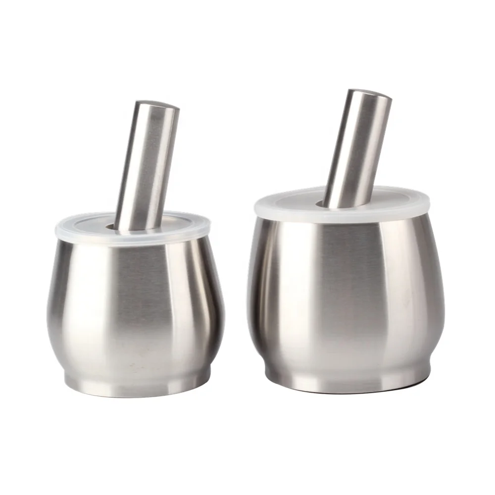 Pill Crusher, Stainless Steel Mortar and Pestle with Anti Slip Base  for Grinding Herbs Spices