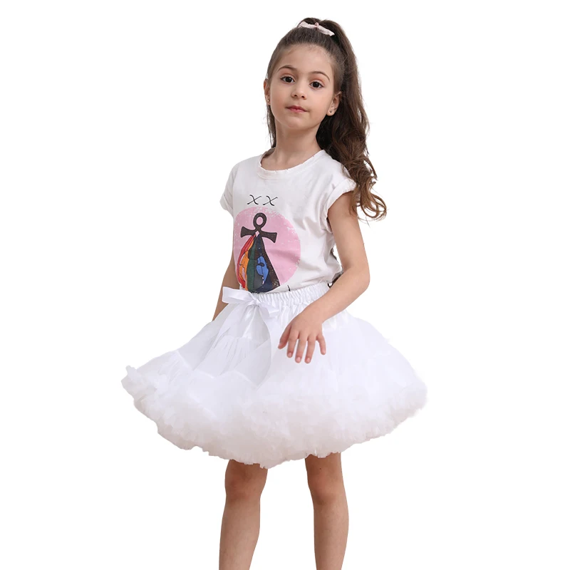 High quality new design fashion ruffle edge tulle girl princess style tutu short skirt with bow