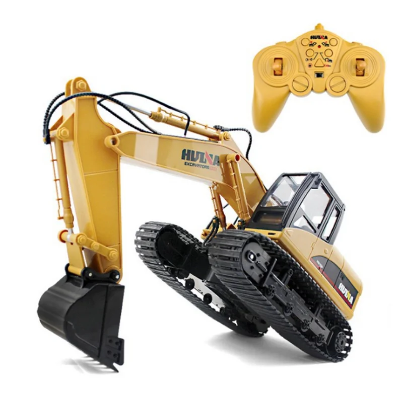 Huina 1/14 Alloy RC Excavator 15 Channel 2.4G Remote Control Excavator Engineering Car Electric Vehicle RC Car Toys for Children