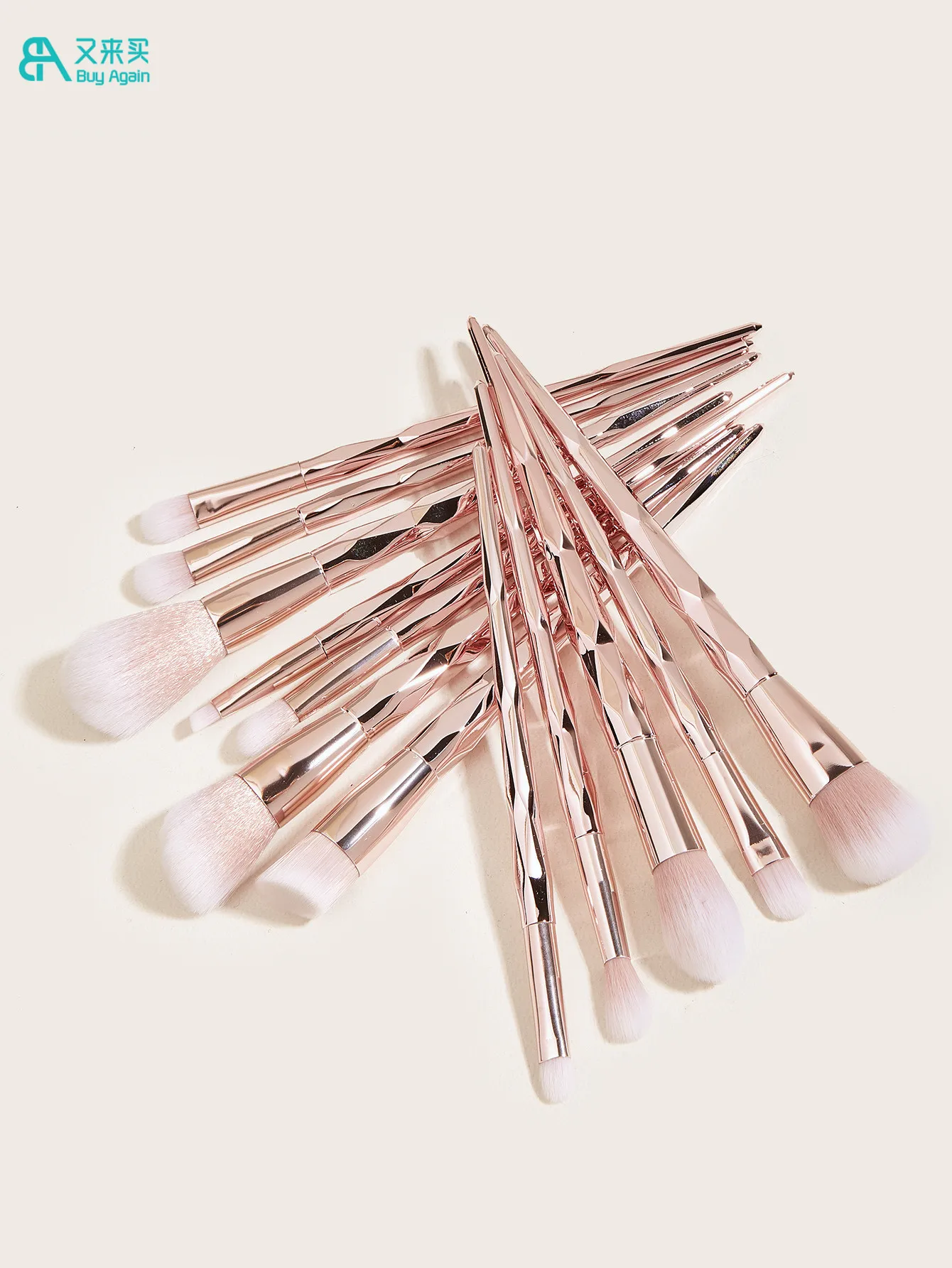 Buy Again wholesale custom private label 12pcs rose gold Makeup Brush set