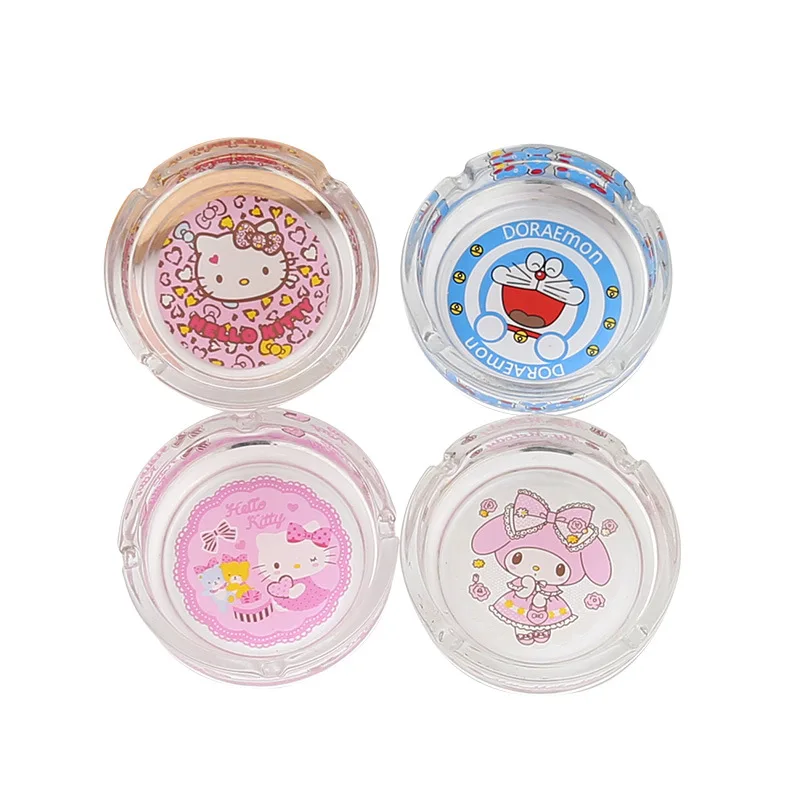 Car Ashtray Smoking Accessories Kittyed Glass Unbreakable Decorative Crystal Cute Cartoon Pocket Square Glass Custom Ashtray