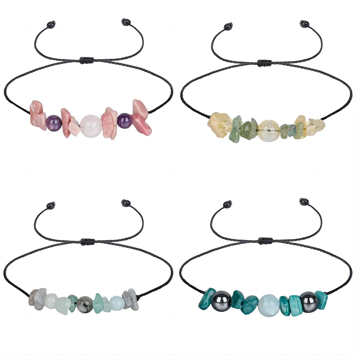 2024 Fortune Wish Spiritual Friendship Elastic Gemstone Crystals Beaded Healing Stones Bracelet