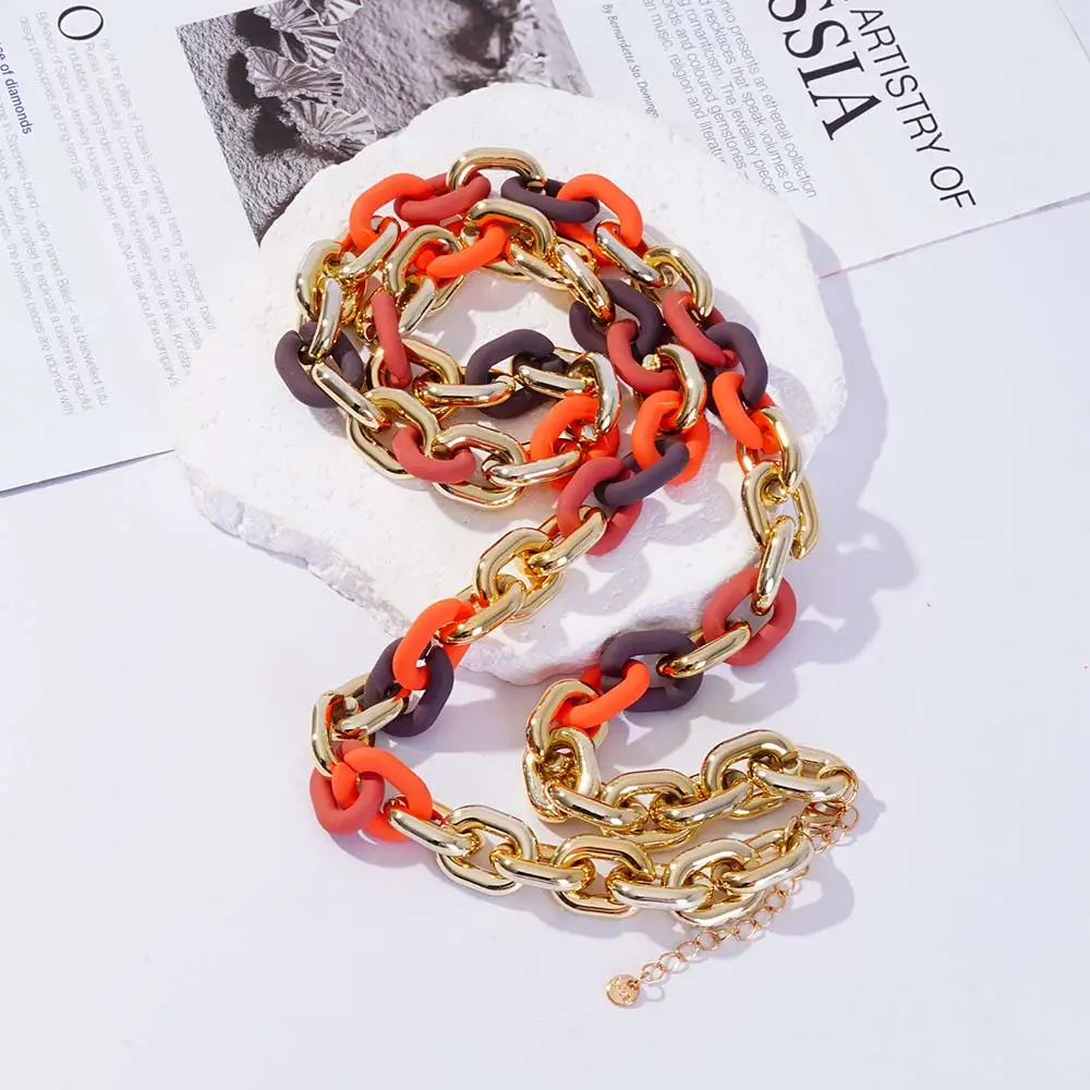 Colorful Acrylic Chunky Chain Necklaces  Bohemia Thick Cable Chain