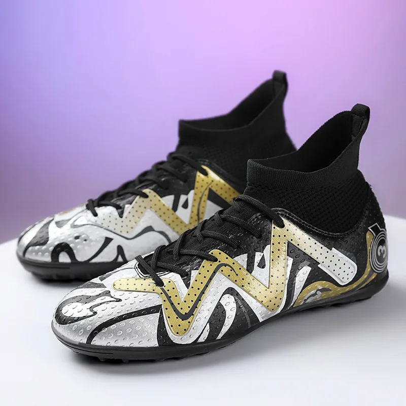 High Cut FG/TF Football Shoes for Adult Student Football Matches Wholesale Inventory of Male and Female PU Men Rubber Mesh Q6007