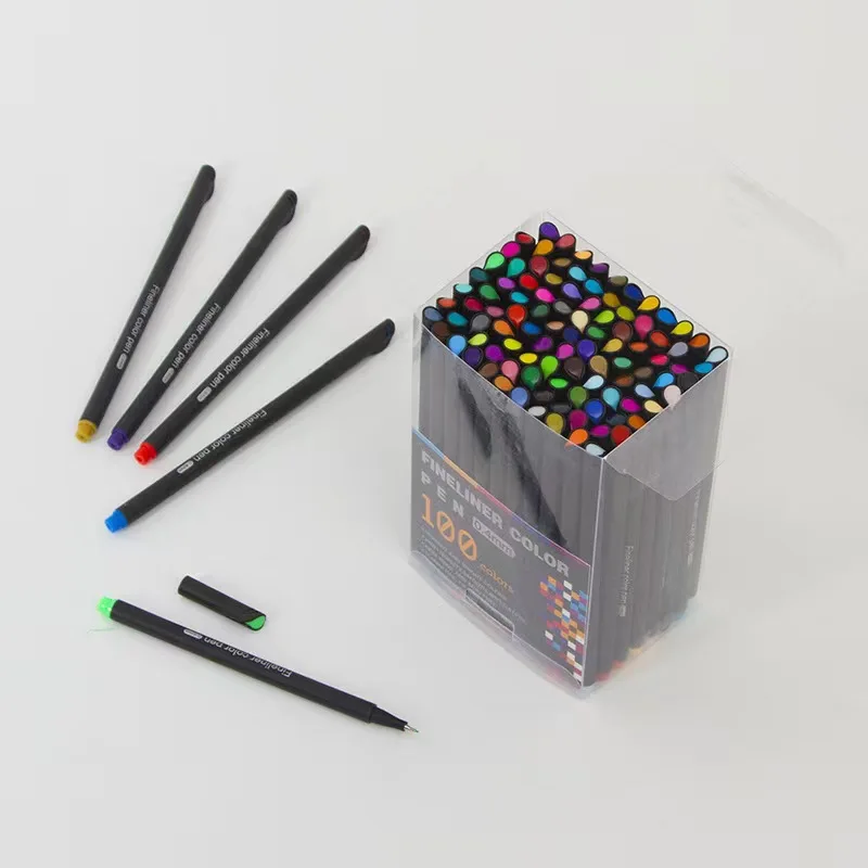 100Colors Calligraphy Sketching Thin Line Color Permanent Fineliner Set Tip Point Fine Liner Marker Pen Set