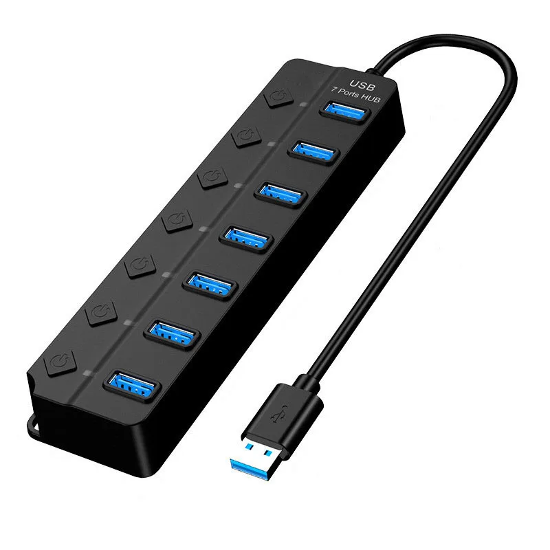 cantell 4 Ports 7 ports USB2.0 Hub independent Switch and LED light Splitter Adapter