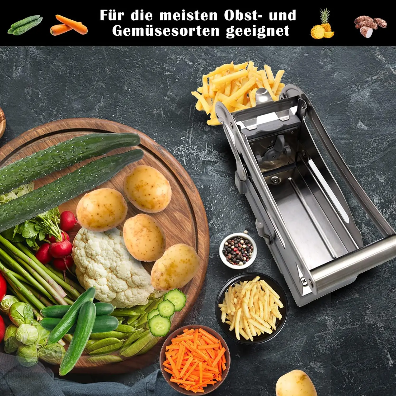 Sturdy Kitchen Gadgets Stainless Steel Vegetable Fruit Chips Slicer Manual Potato Cutter French Fries Cutter