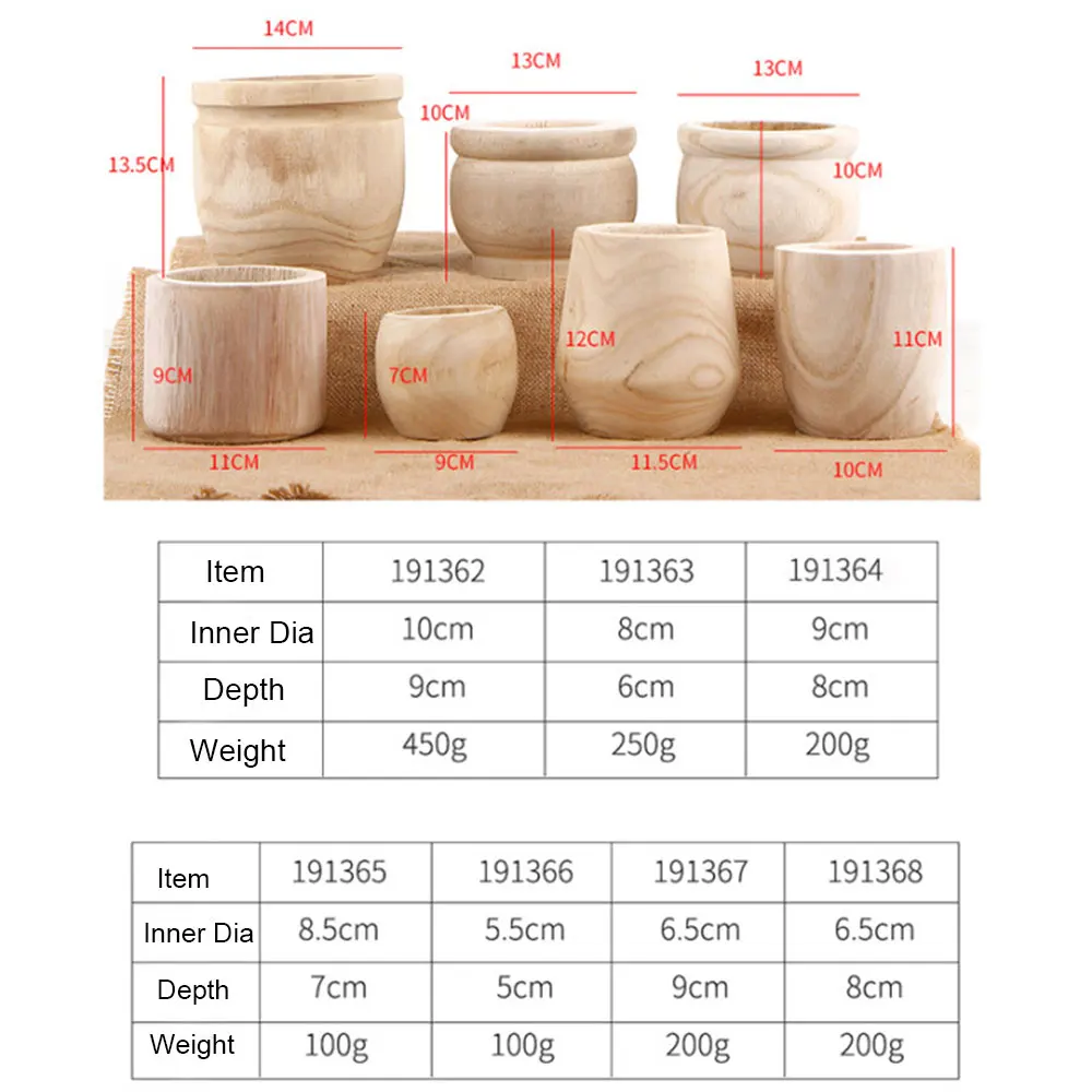 Decorative Round Wooden Indoor Planters Natural Wood Plant Pots ,Decor Home And Hotel Room And Garden table Pots