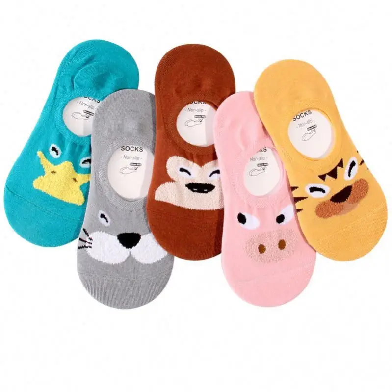 Silica Gel Heel Run Resistant Summer Cotton Anti Slip Low Cut Invisible No Show Socks Women cartoon cute Loafer Socks