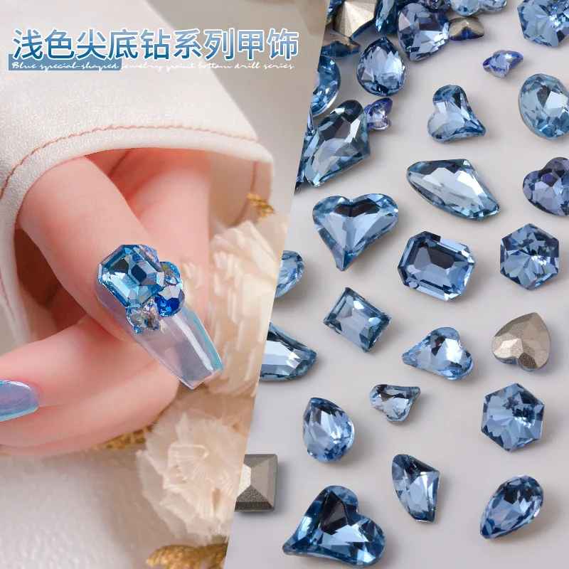 New blue crystal gemstone 2023 nail charms rhinestone swarovski decals for Nail Art Decoration Accessories Nail ornament