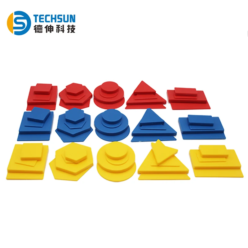 Plastic Attribute Blocks Student Kit Geometry Set Manipulatives for Preschool Set of 60pcs 5 Shapes