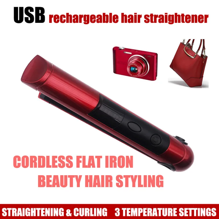 
2020 Original USB Rechargeable Cordless Curling Mini Travel Flat Iron With Teeth 