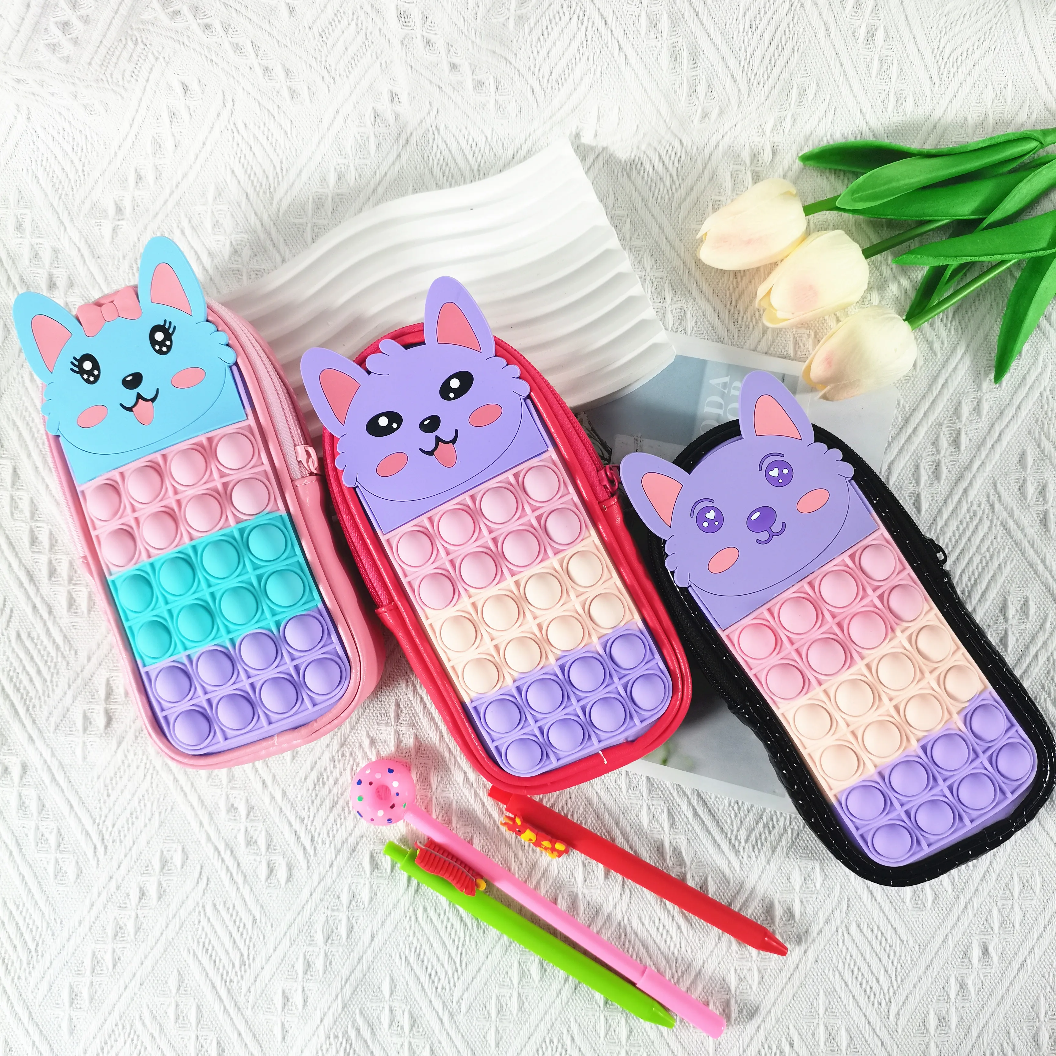 2022 new design colorful small  Fidget toys big capacity pencil pen case  for office college schools