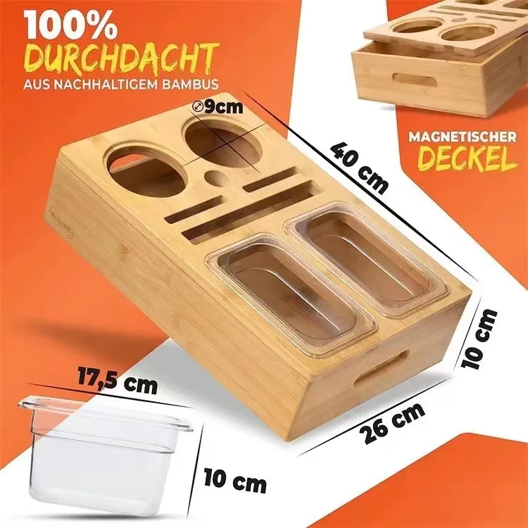 Wholesale Drink Snack Holder Simple Wood Sofa Bed Snack Storage Tray Box With Slots For Beer