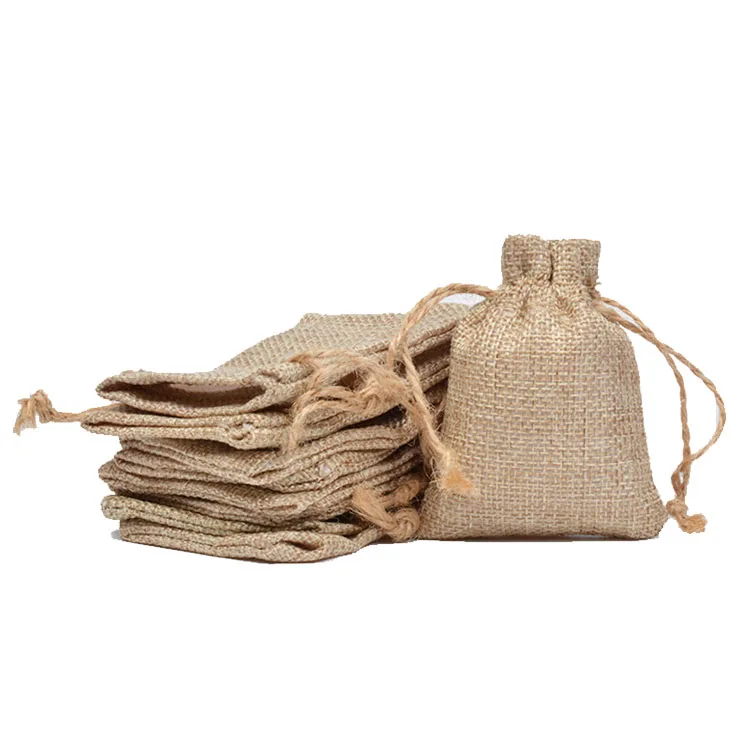 Reusable Jewelry Soap Hemp Burlap Linen Jute Bracelet Pouch Customize Small Jute Drawstring Bags