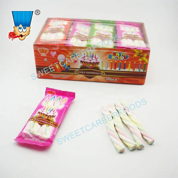 fruit flavor twist candle shape marshmallow cotton candy