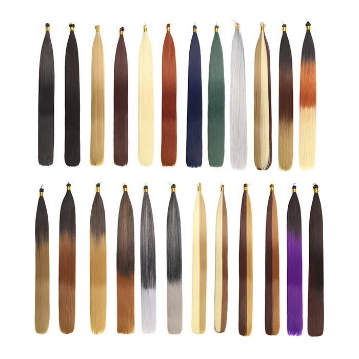 Wholesale 22inch 150g Synthetic Smooth Braid Hair Bundles Pre Stretched Silky Bone Straight Braiding Hair Bulk Crochet Hair