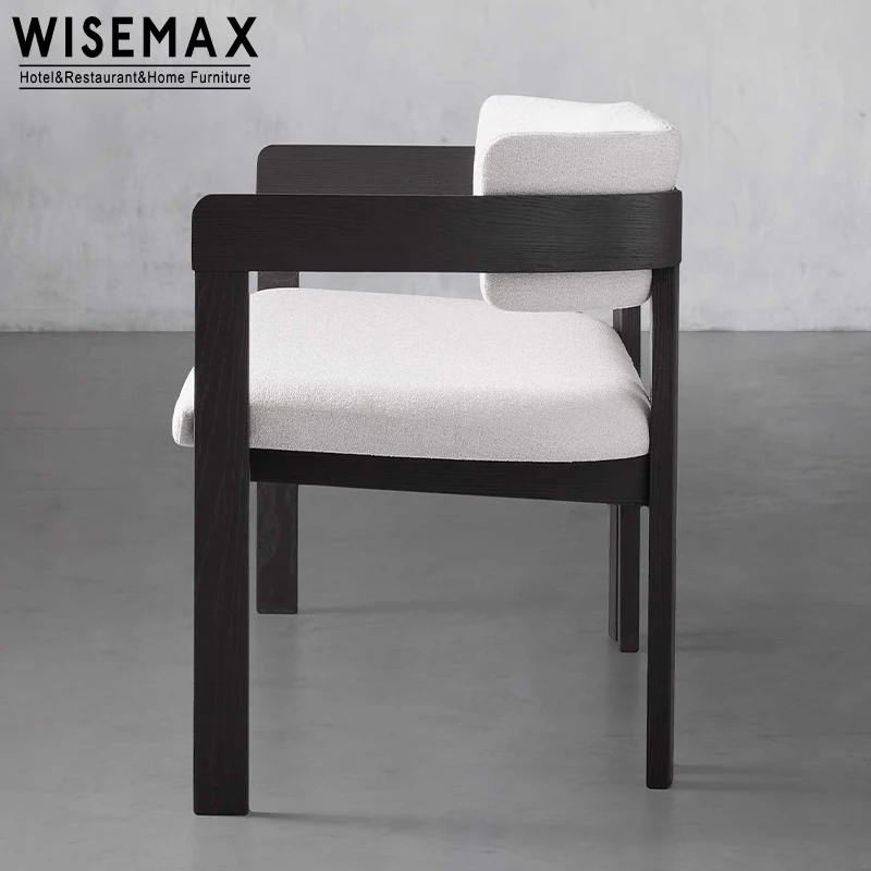 WISEMAX FURNITURE Nordic Style Solid Wood Dining Chairs Restaurant Teddy Fabric Wooden Dining Chair for Dining Room