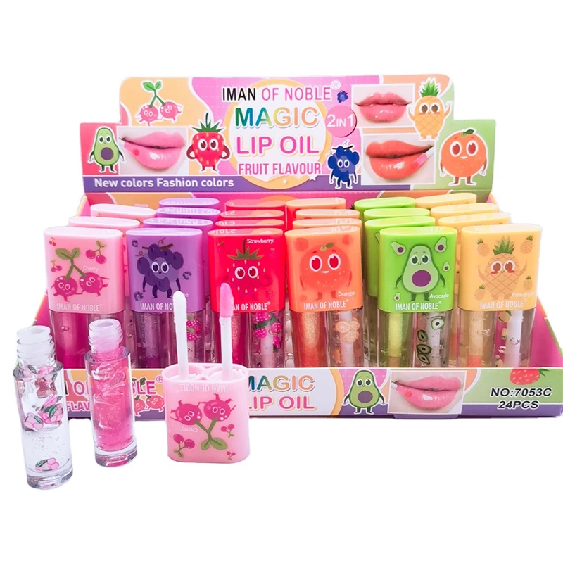 Private brand OEM special label fruit flavor lip oil set double tube multi flavor Fruit Lip Oil