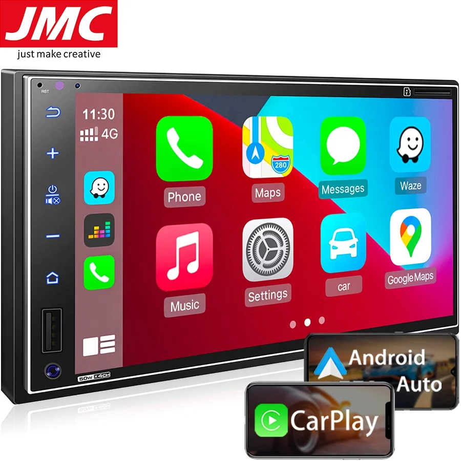 JMC 7 Inch double din car dvd player universal carplay android auto car radio BT MP5  car stereo carplay