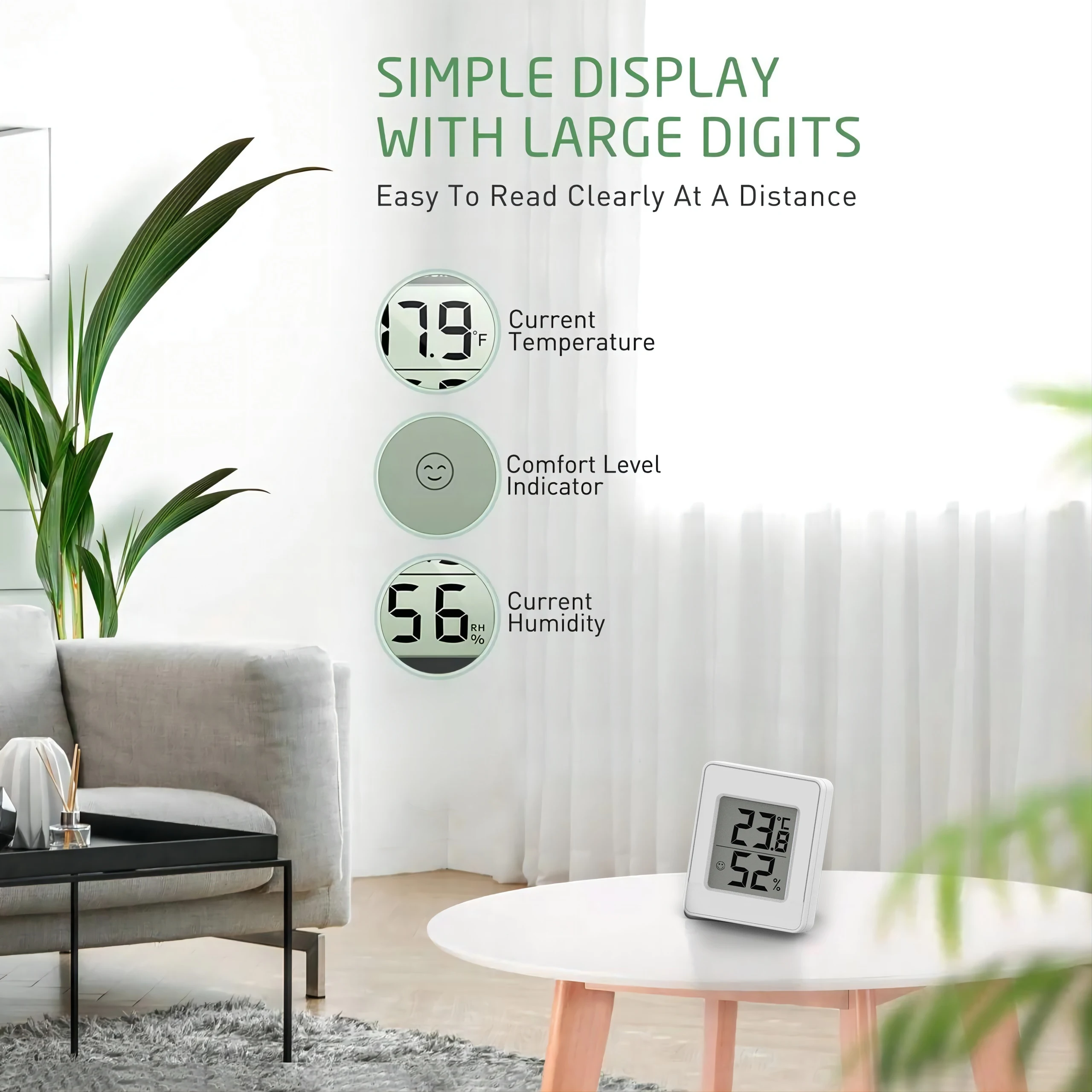 Digital Hygrometer Indoor Thermometer Humidity Meter Room Thermometer with Fast Refresh Accurate Temperature Humidity Monitor