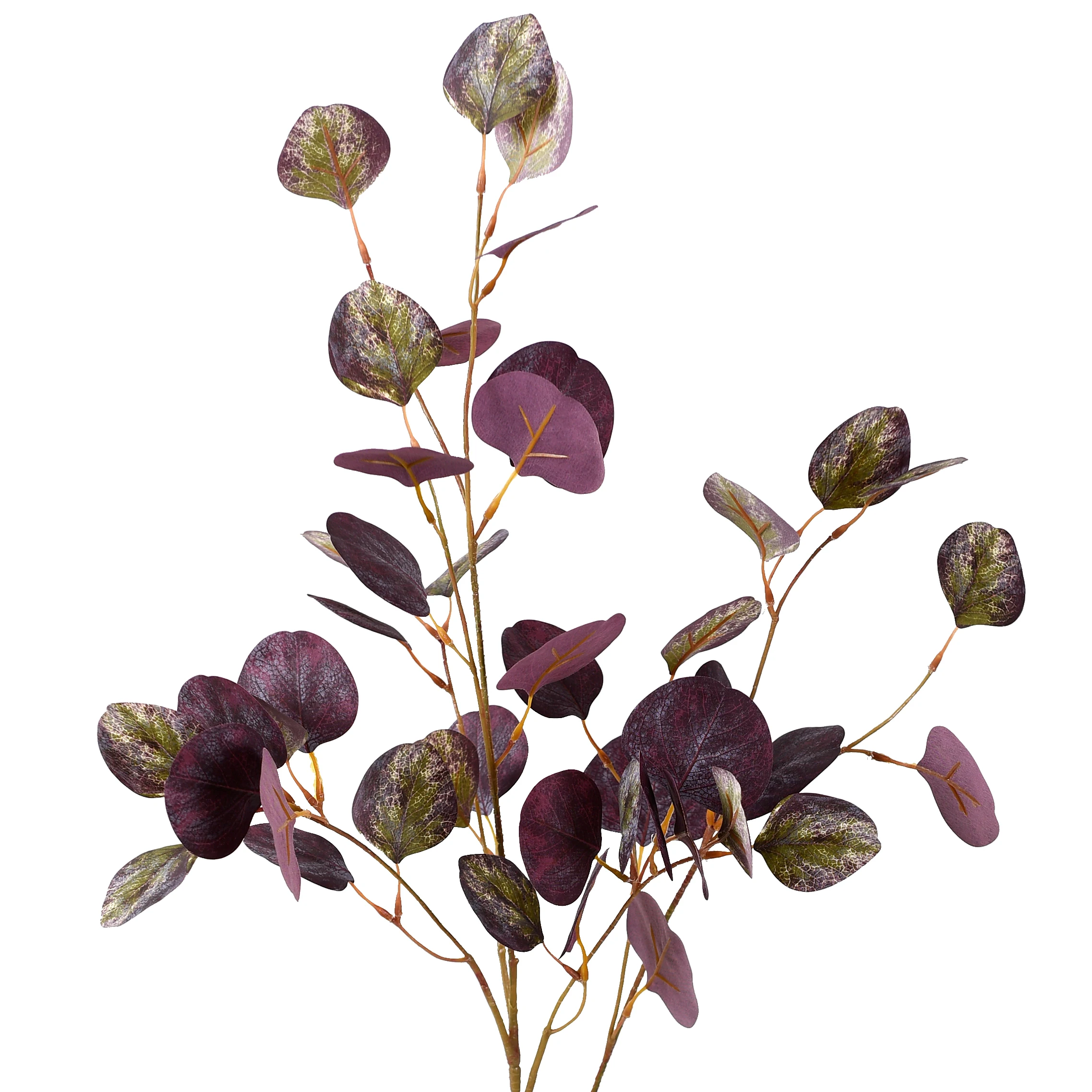 Wholesale Artificial Plants Three Rich Noble Leaves Green Leaf Eucalyptus Simulation Flower for Decorative Yugali