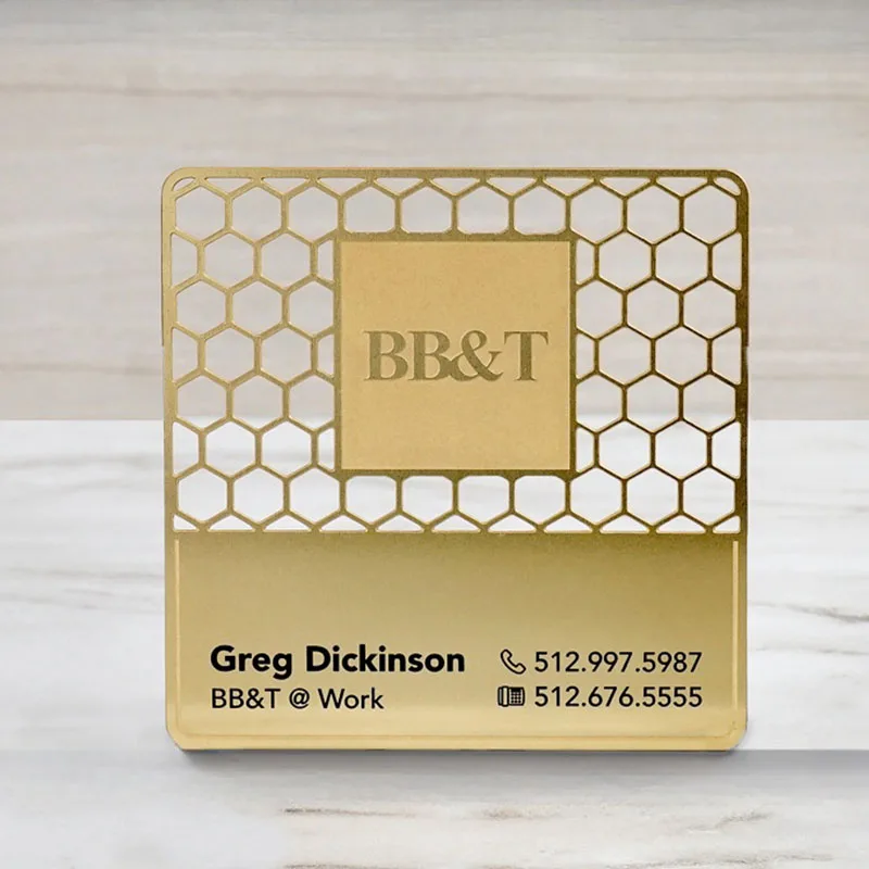 Custom Plated Shiny Gold Metal Cards  Embossed Logo Screen Printing Matte Black Metal Business Cards