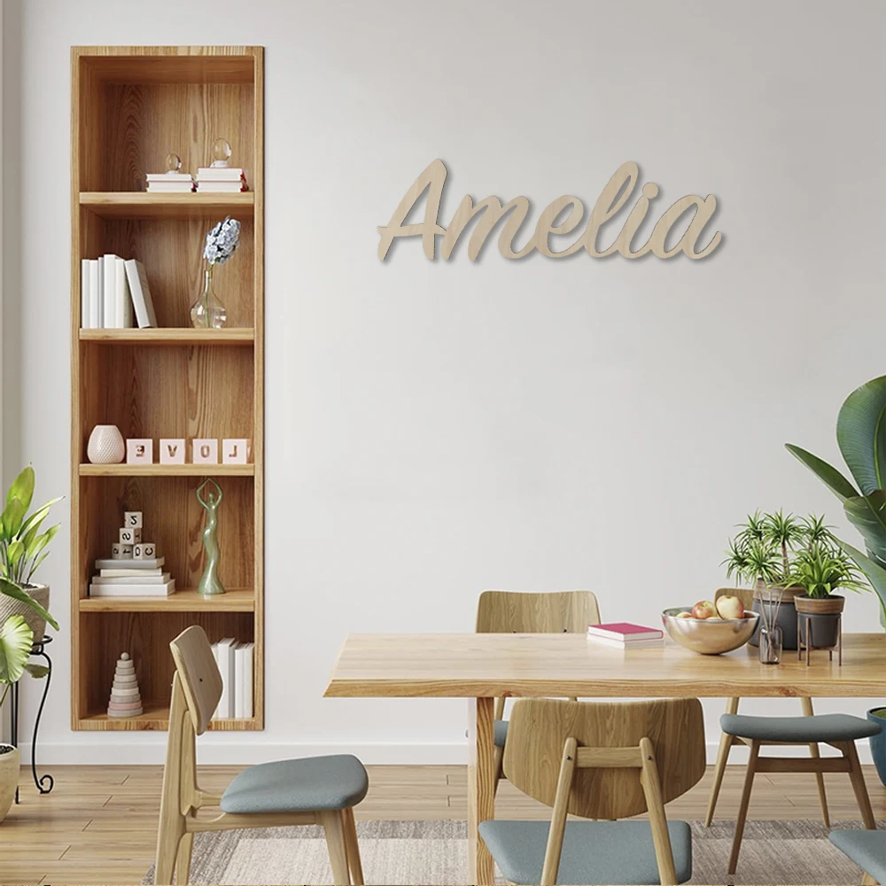 Tailai Laser cutting welcome wooden words Sculpture Hanging Decor Door  Room Decoration Personalized Wooden Name Sign