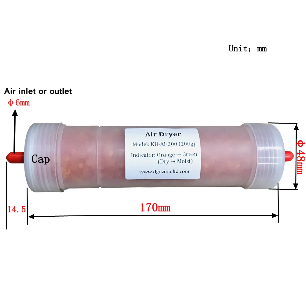 200ML Silicon Air Dryer for ozone Silica beads recyclable Dry Air silicon orange beads KH-AD200 DGOzone