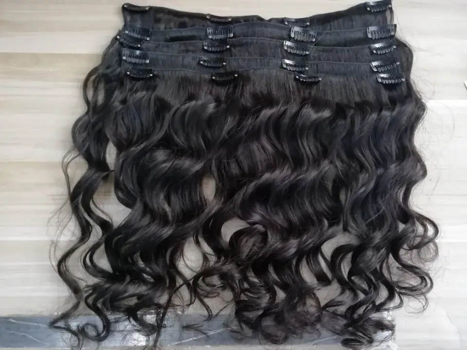 Mona hair extensions Instant Length and Volume Clip-In Hair Extensions Pure and Unprocessed Human Hair Weft Double Weft