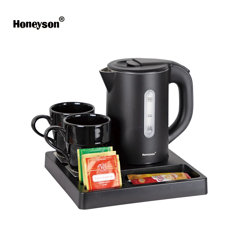 hotel kettle with tray ABS electric kettle set office home electric kettle