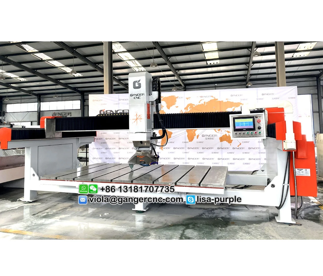 Miter 45 degree CNC Bridge saw GQ-3220B granite slab cutting machine monoblock cutting block bridge machine