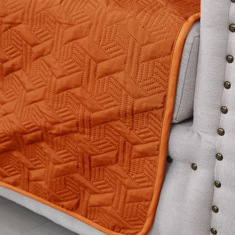 Perfect Fit Sofa Seat Mat Cover Elastic Solid Color Pets Kids Furniture Protector Washable