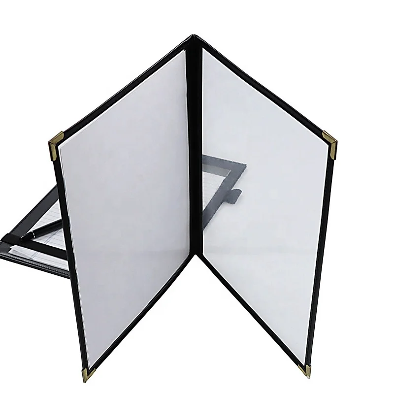 2 Page 4 Views Double Menu Cover Fits 8.5X11 Paper Transparent Cafe Restaurant Dinner Menu