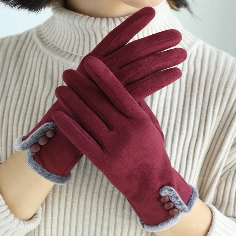 Women acrylic gloves and girl fashion finger gloves for outdoor nylon gloves