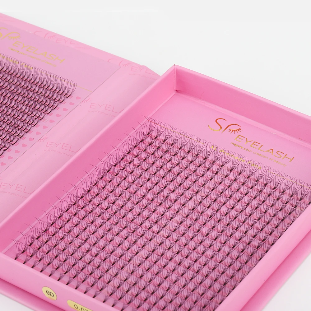 Накладные ресницы 10D С Коротким стержнем, объемный веер для наращивания, большой лоток, русский стиль