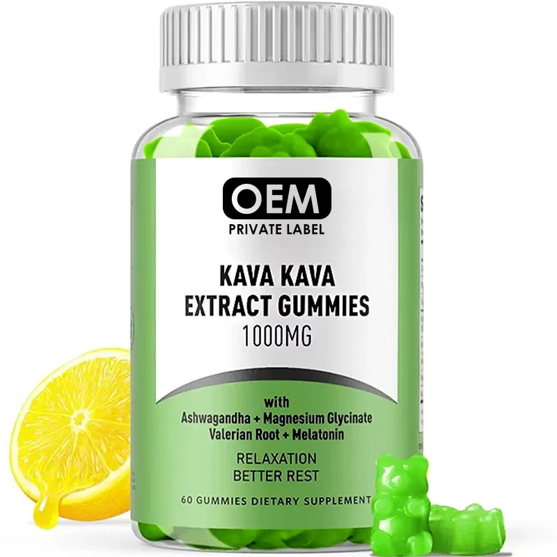 OEM Private Label Kava Gummies with Ashwagandha Magnesium Glycinate Valerian Root Melatonin for Stress Relief