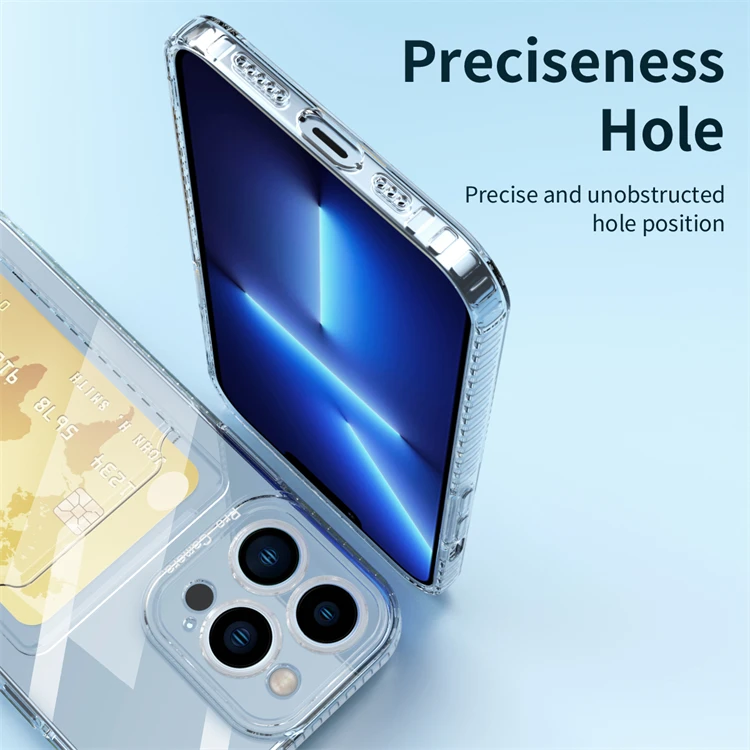 New Design Clear Phone Case with Credit Card Slot Wallet For iPhone 15 Plus 14 13 12 Pro Max Airbag Shockproof