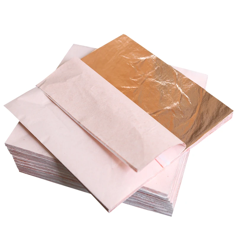 Factory Price #0 16*16cm 100% Pure Copper Foil for Gilding Crafts Home Furniture Decoration Rose Gold Color Foil Sheet