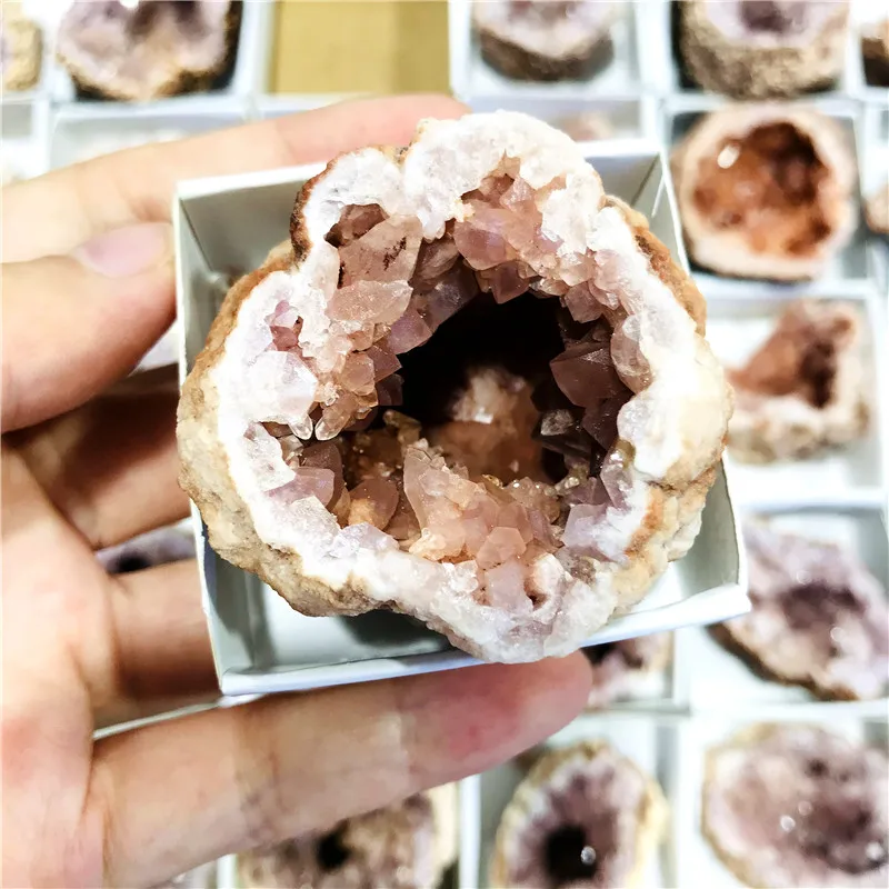 Wholesale Quartz Cluster Crystals Healing Stones Pink Amethyst Geode For Home Decoration