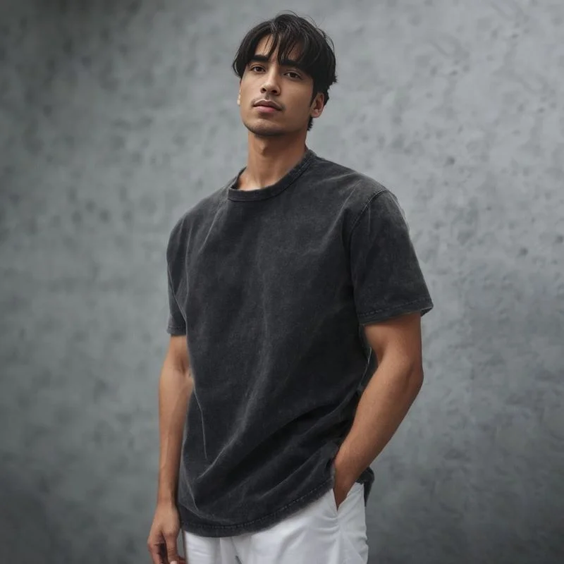 Wholesales Stone Washed T Shirts Acid Wash Cotton Unisex  Tshirt Oversized Tee Shirts Blank  Men Tshirt