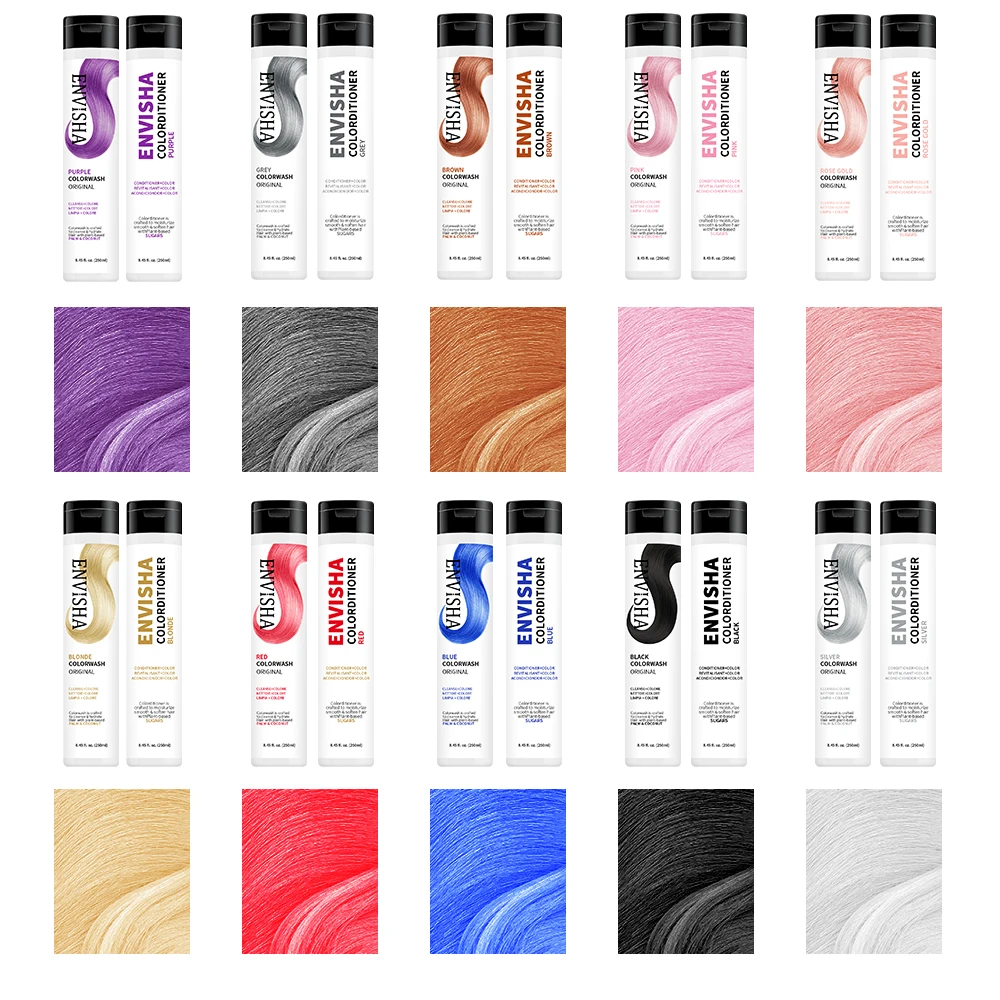 Natural Long Lasting Semi-Permanent Blonde Gold Red Pink Black Grey Brown Hair Dye Color Shampoo Conditioner